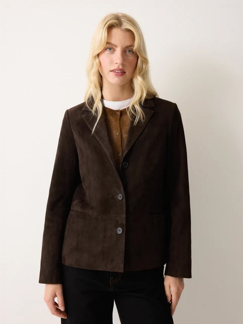 Jigsaw Austen Suede Blazer | Brown