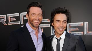 Shawn Levy and Hugh Jackman appear together at the Real Steel premiere 2011.