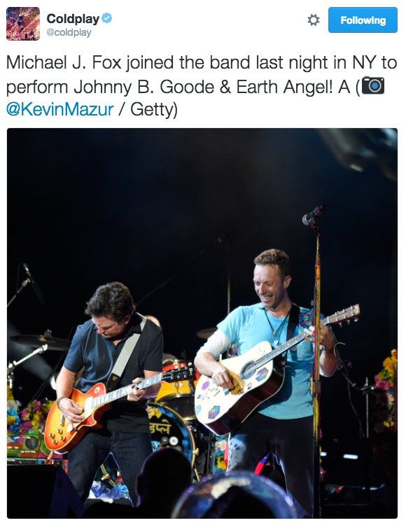 Watch Coldplay And Michael J Fox Perform Back To The Future Songs Live ...