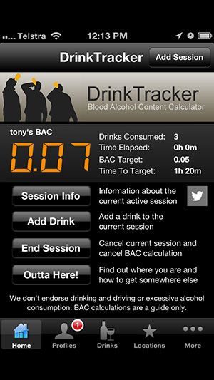 DrinkTracker app screenshot