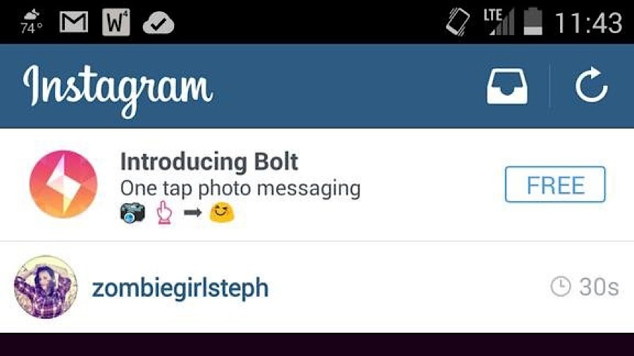 Instagram Bolt banner ad