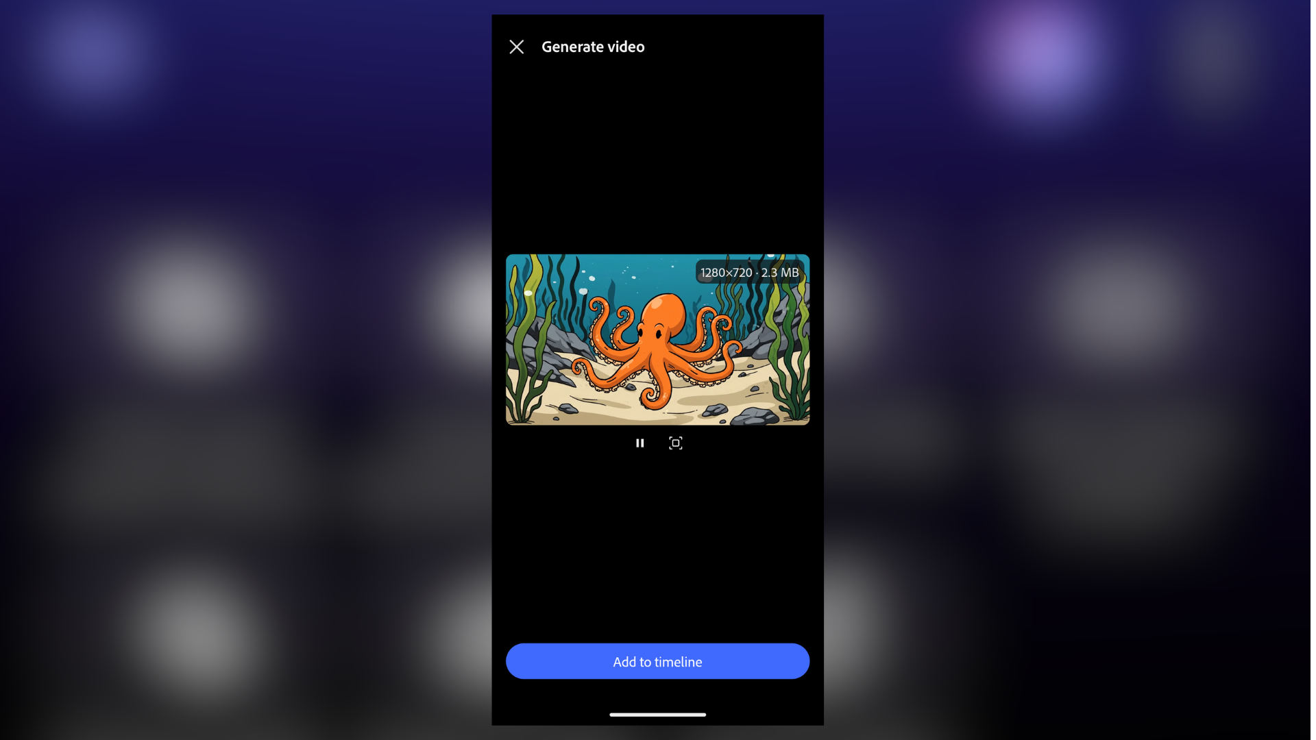 Using Adobe Premiere on Android to edit videos, with a blurred version of the app for background color