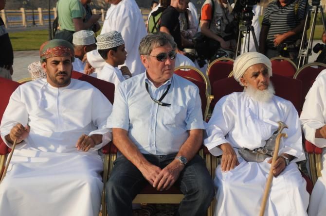 Eddy Merckx had a front row seat for the podium presentation