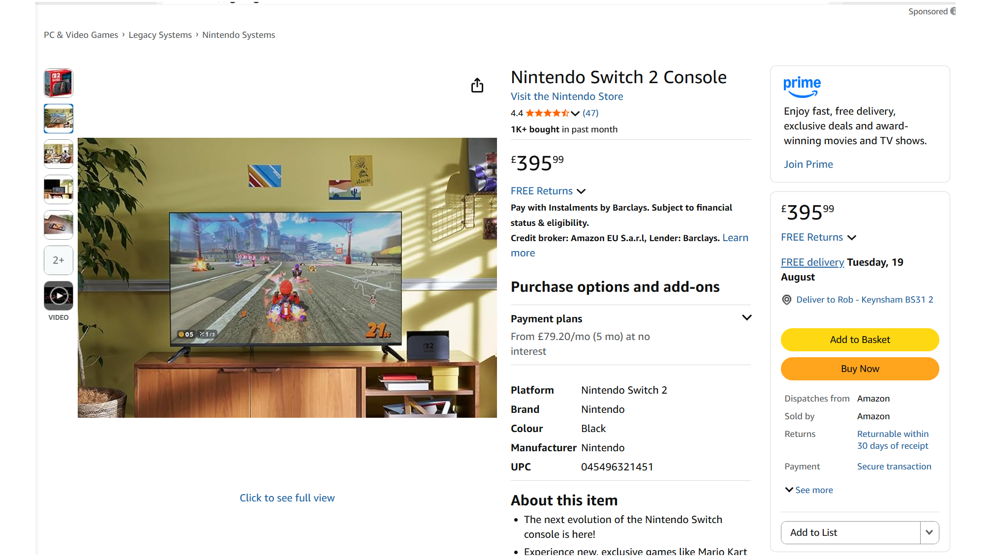 Amazon Switch 2 stock
