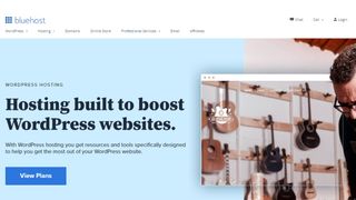 Bluehost's homepage for its WordPress hosting plans