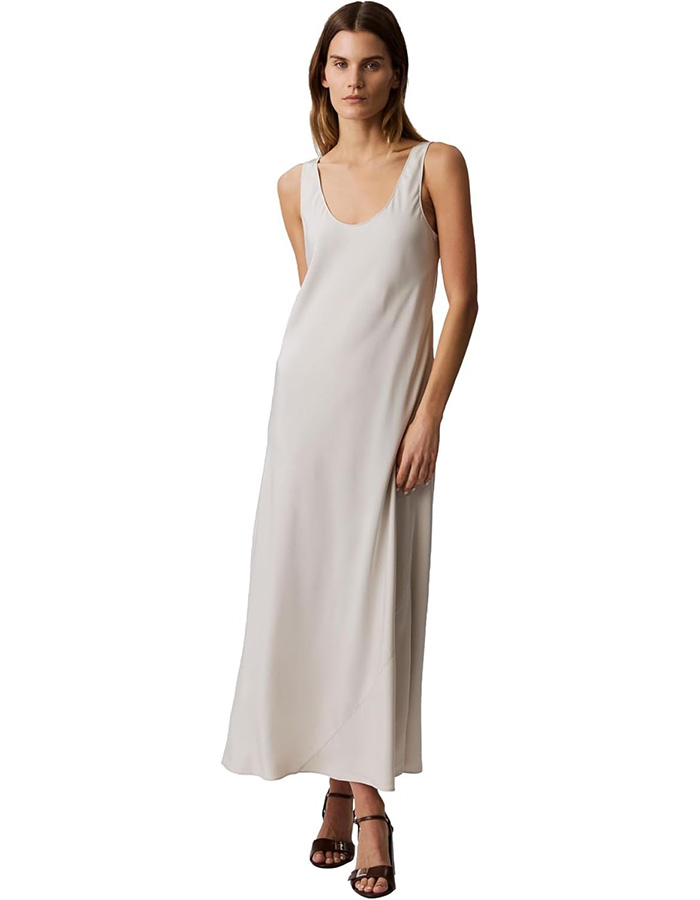 Calvin Klein, Calvin Klein Viscose Twill Midi Slip Dress Gray Violet