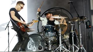 Mike Kerr and Ben Thatcher of Royal Blood perform live on the Main Stage during day one of Reading Festival 2019 at Richfield Avenue on August 23, 2019 in Reading, England