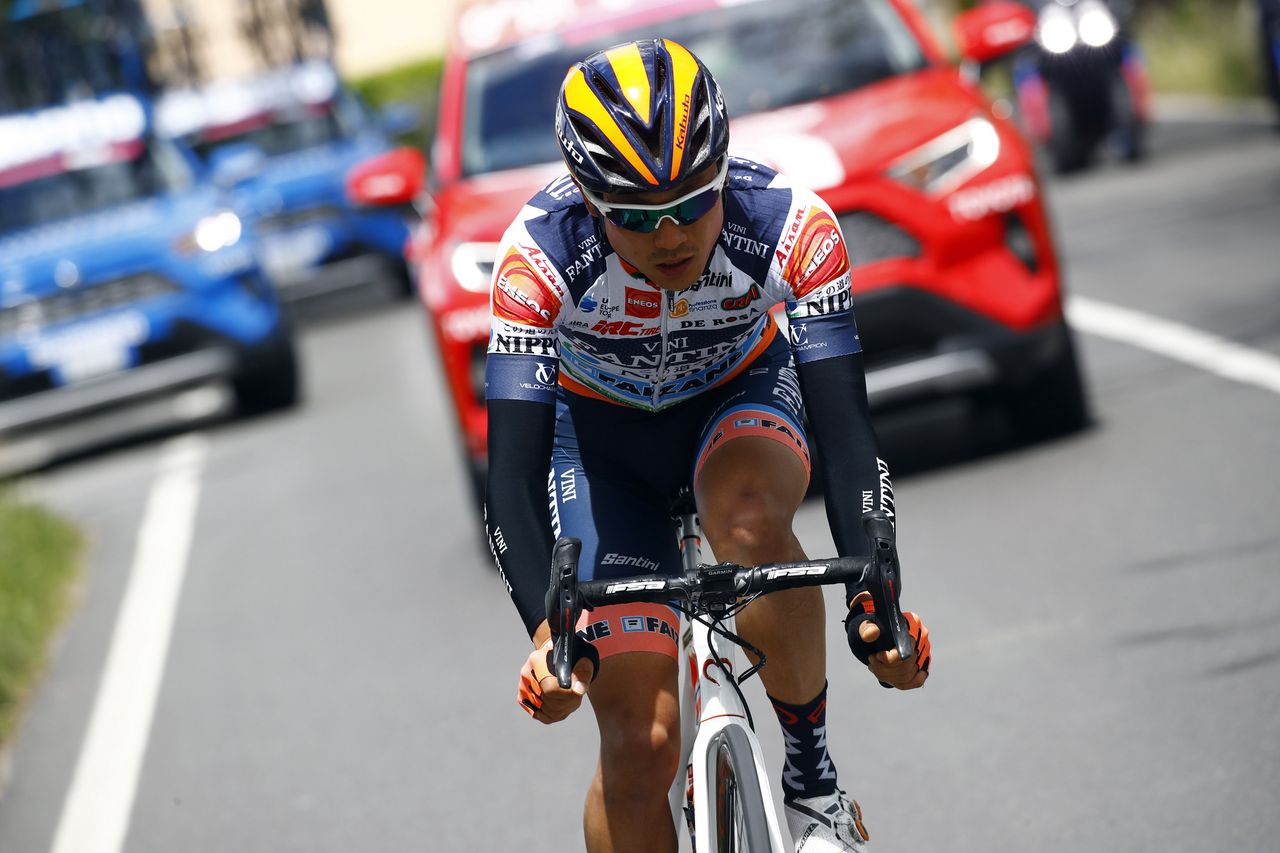 Sho Hatsuyama (Nippo-Vini Fantini) spent a large part of the day in a solo break
