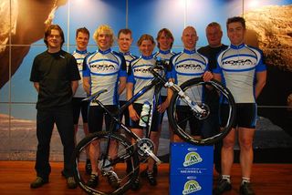 Koga Mountain Bike Team: Martin Schuttert (Team Manager) Mark Groen, Ramses Bekkenk, Ad de Brabander, Ingrid van Lubek, Bart Barkhuis, Wilco Verwegen, Arend Barkhuis and Frank Luikens.