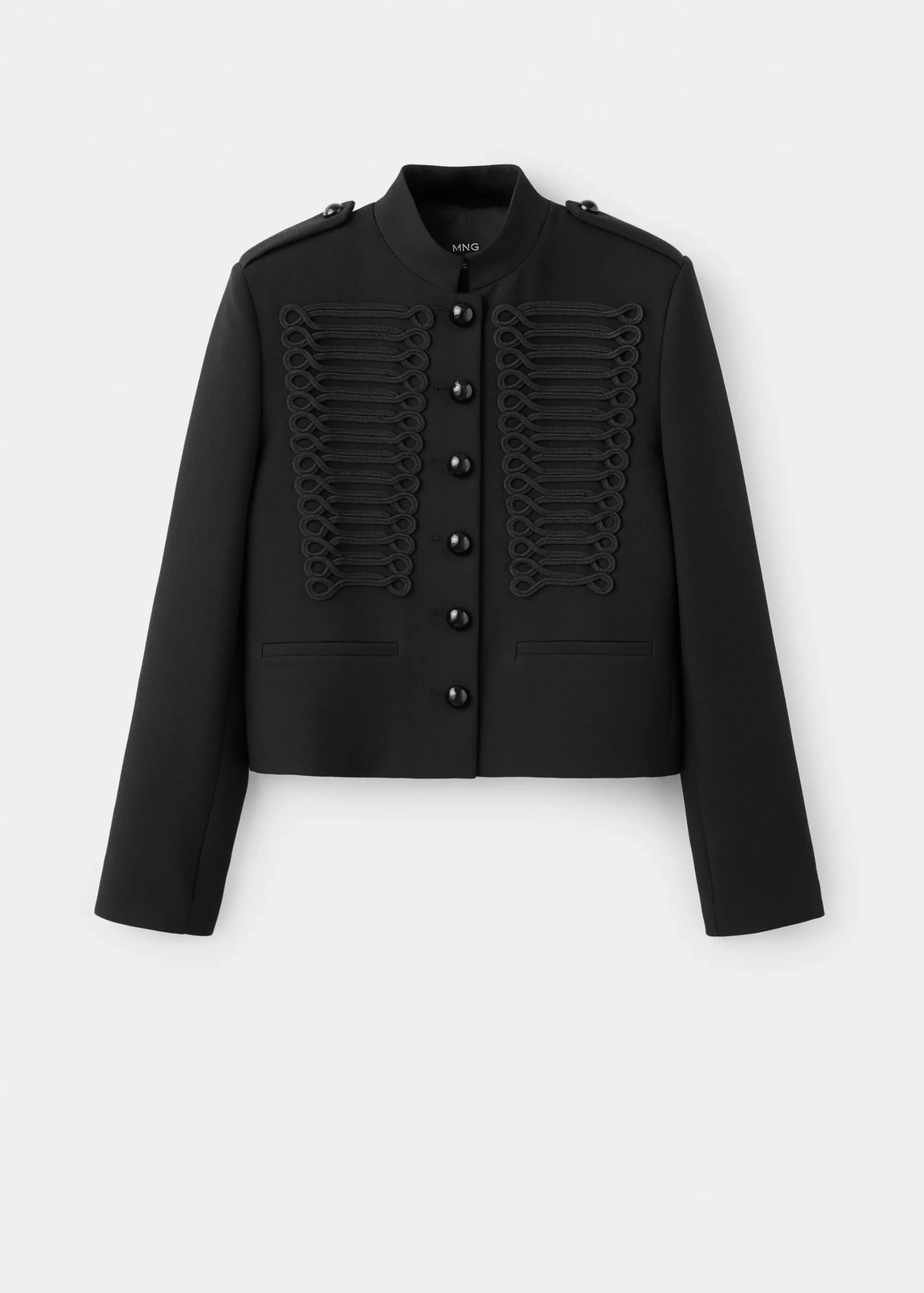 MANGO, Frog-Button Jacket With Band Collar