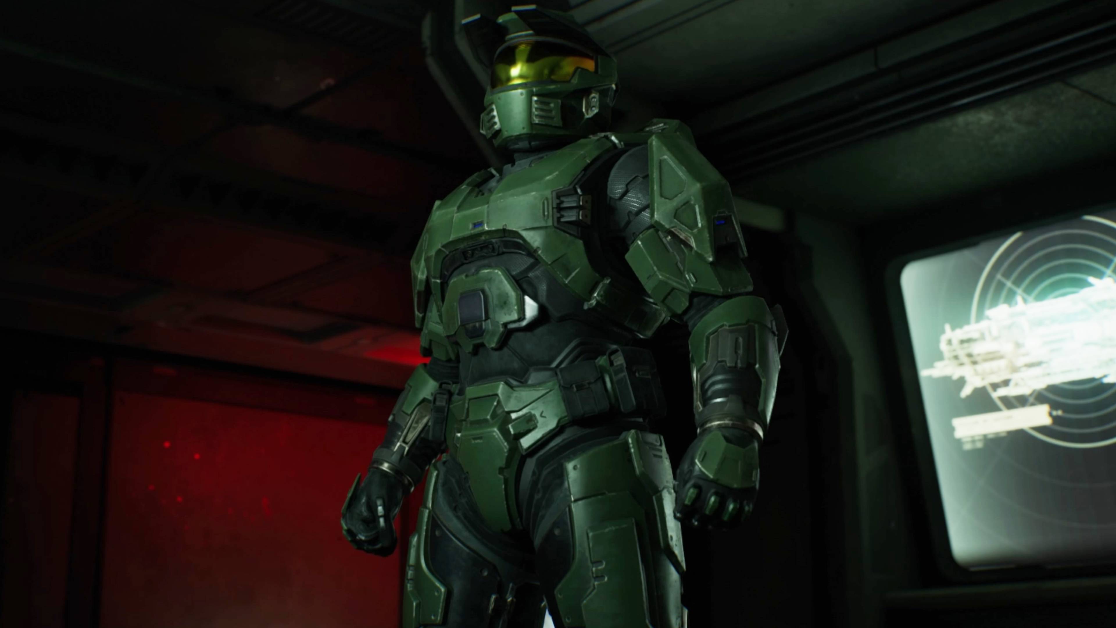 Halo Campaign Evolved Master Chief on Pillar of Autumn bridge