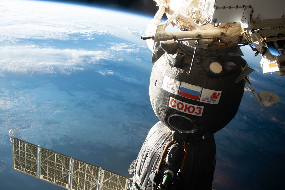 Space station staff take their Soyuz spacecraft for a spin today and you can see it live