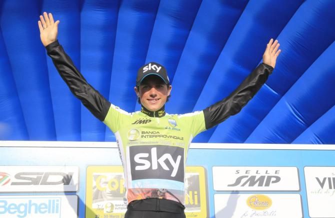 Pete Kennaugh (Team Sky) in the green Coppi e Bartali winner's jersey