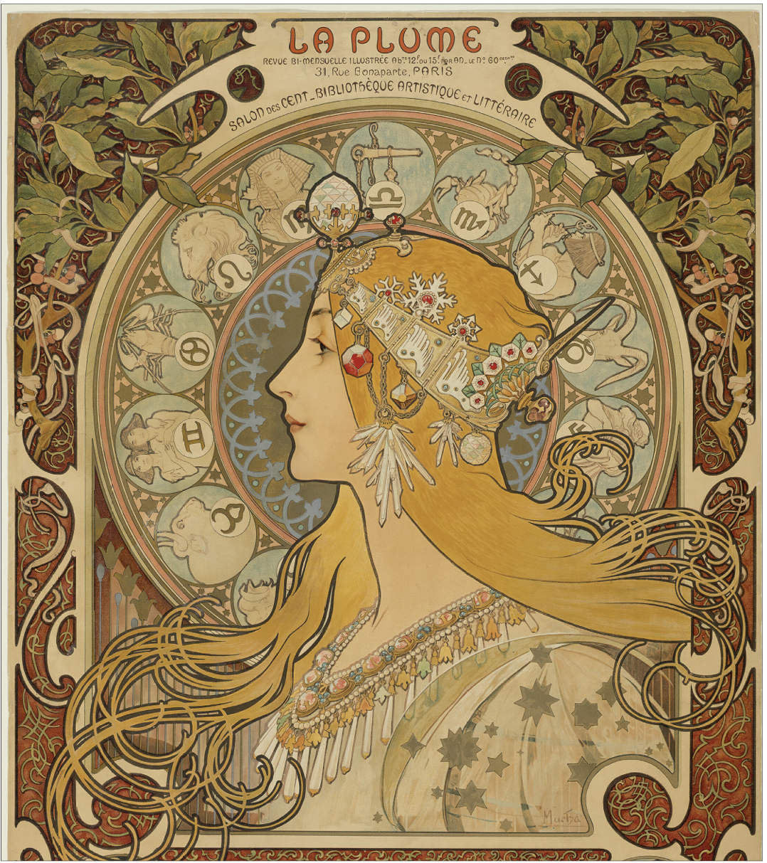 Art Nouveau portrait titled La Plume