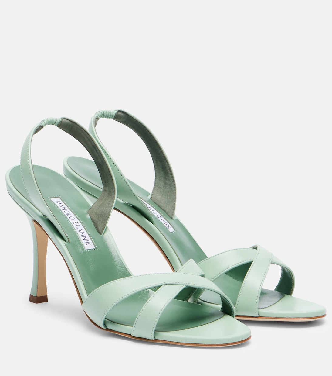 Callasli Leather Slingback Sandals in Green - Manolo Blahnik