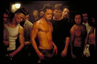 Brad Pitt fighting in Fight Club