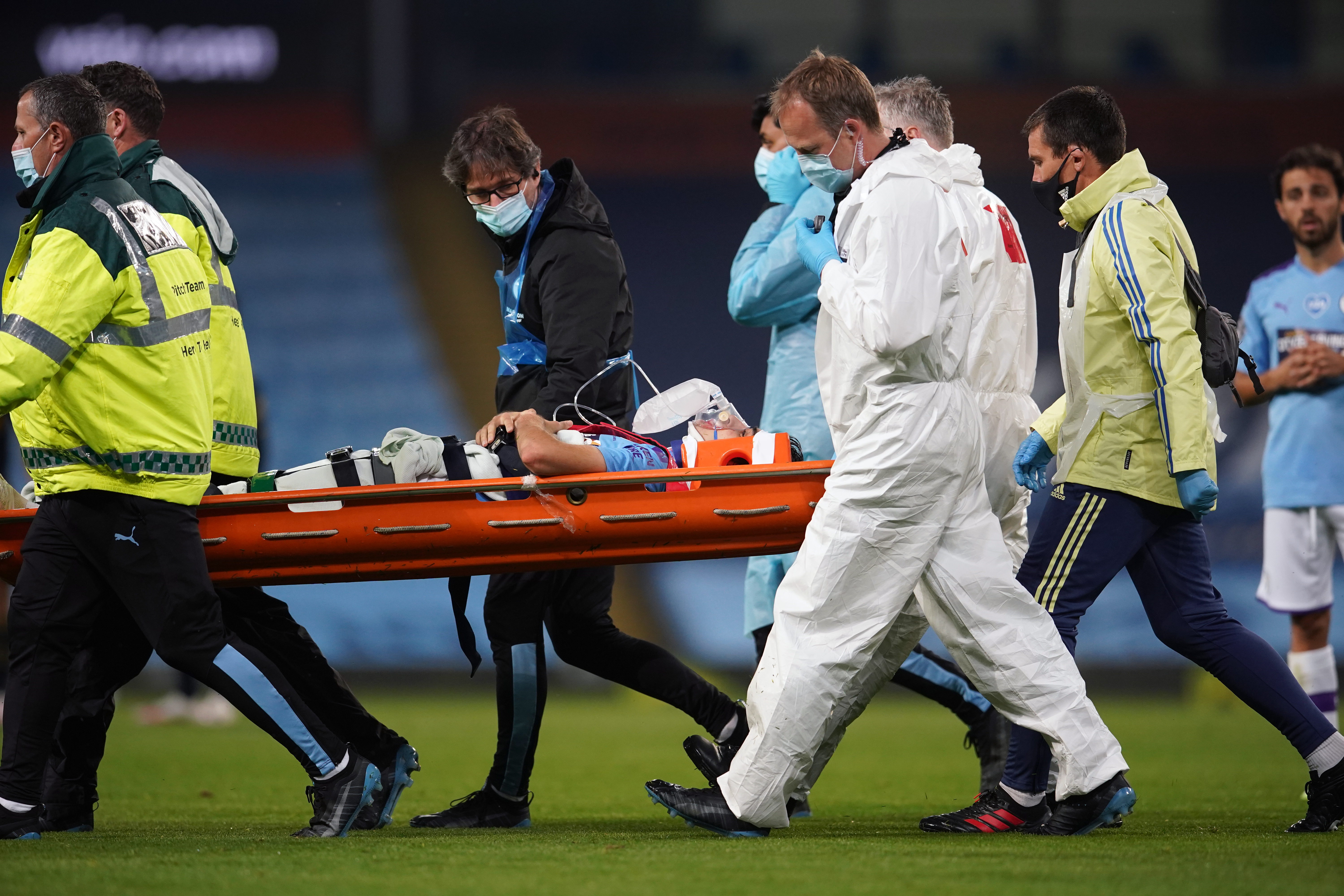 Eric Garcia suffered a concussion against Arsenal after a nasty accidental collision with City team-mate Ederson (Dave Thompson/NMC Pool)