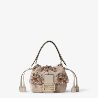 Mamma Baguette Smallbeige Suede Embroidered Mini Bag