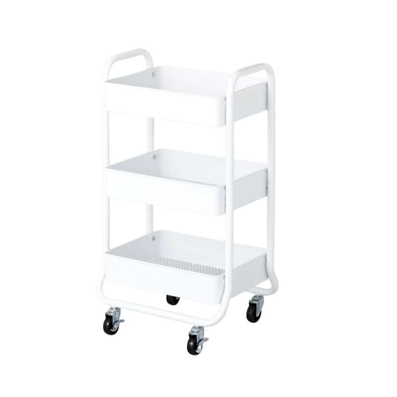 Troli utilitas logam dengan 3 tingkat