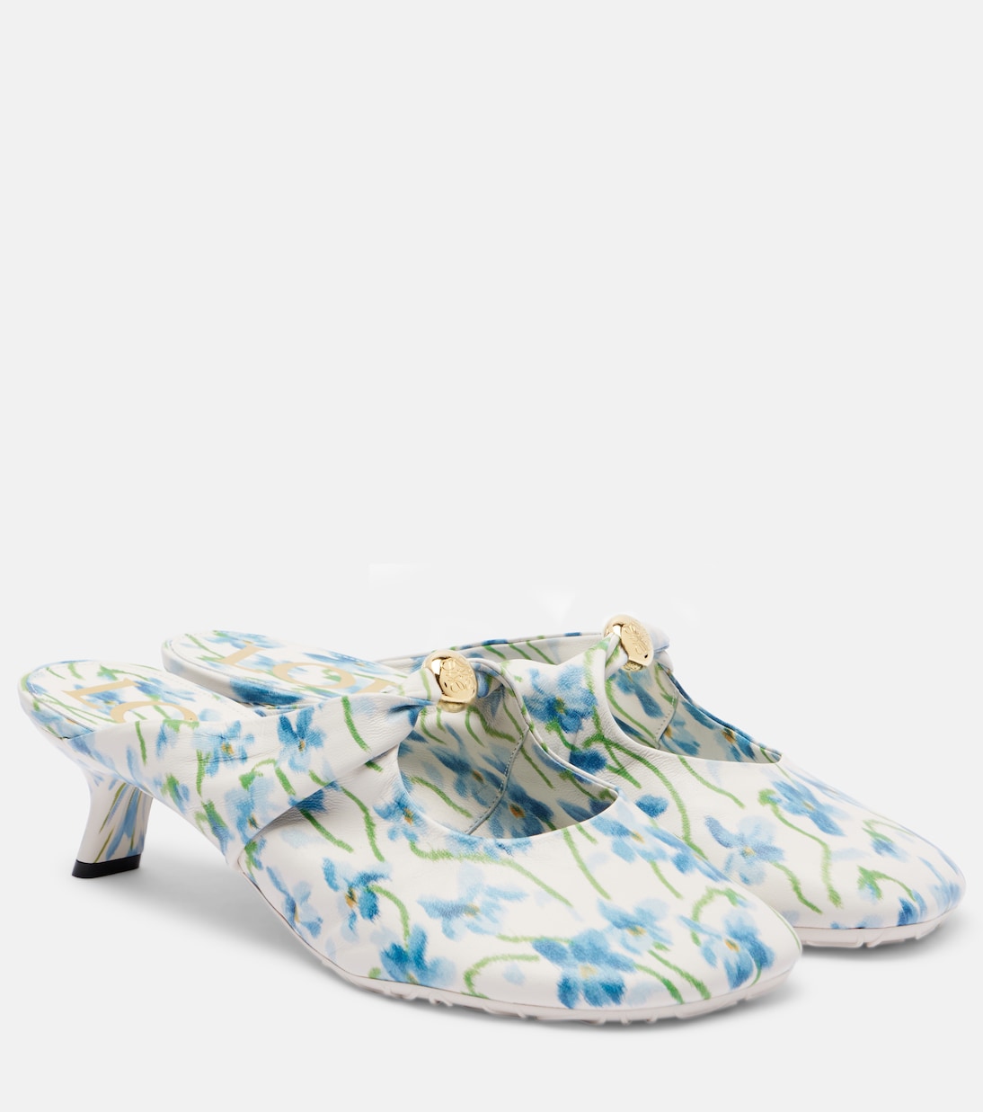 Pebble Soft 45 Floral Leather Mules
