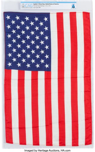 An American flag flown with Neil Armstrong to the moon is up for auction in May 2019.