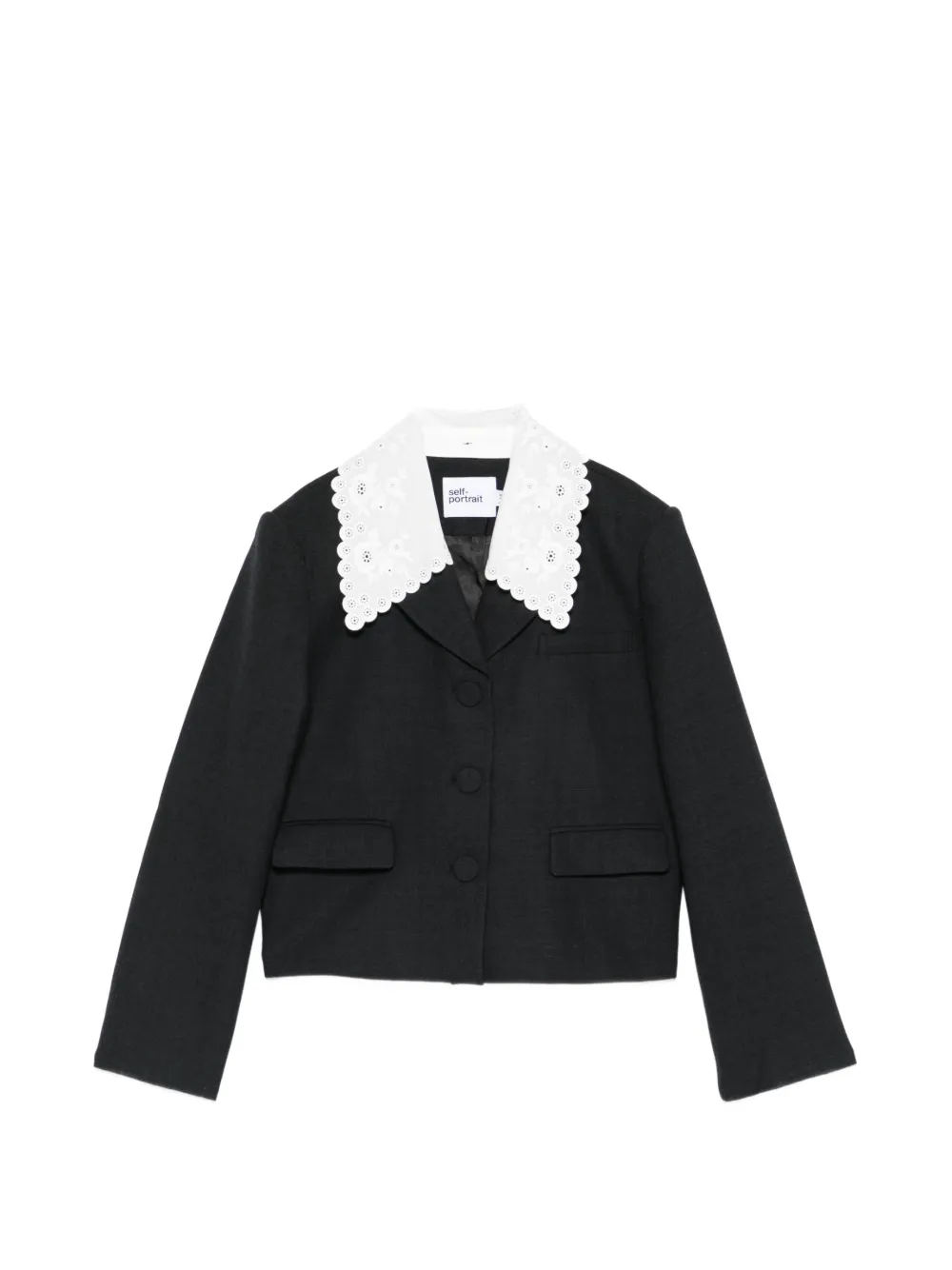 Self-Portrait Embroidered-Collar Jacket | 6