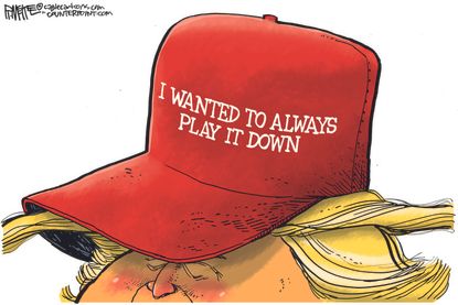 Political Cartoon U.S. Trump COVID maga hat