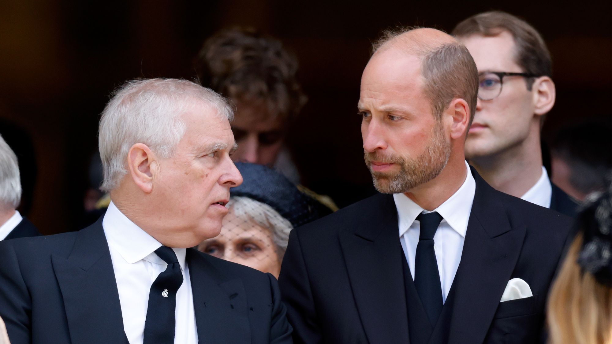 Andrew Mountbatten-Windsor and Prince William attend the funeral of the Duchess of Kent