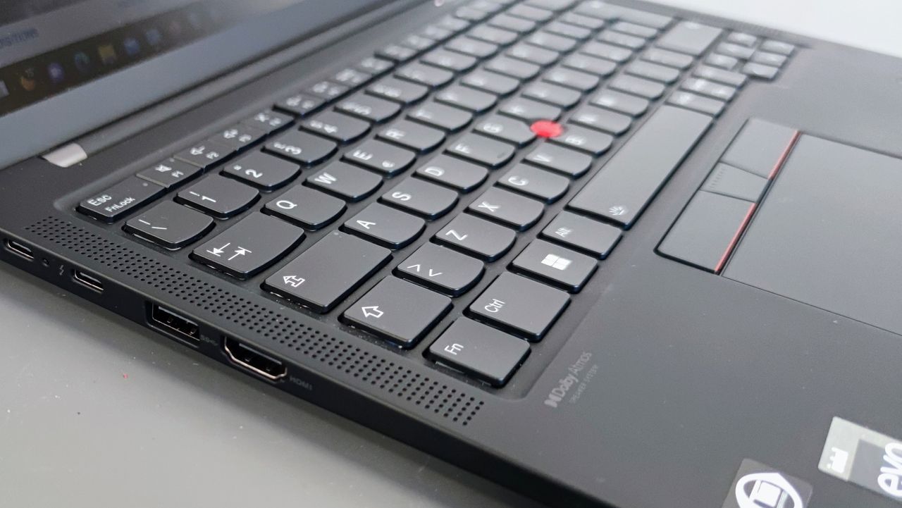 A closeup of the Lenovo ThinkPad X1 Carbon Gen 10 keyboard