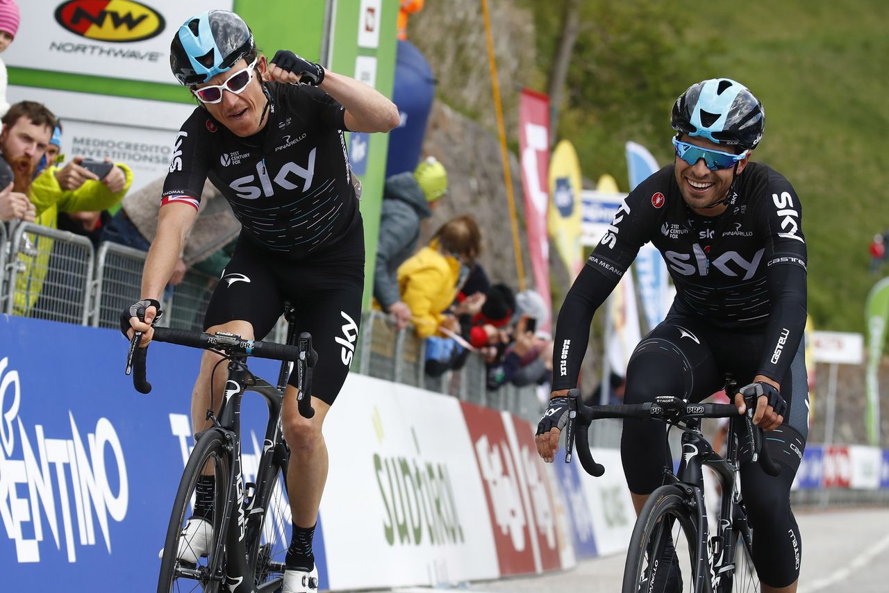 Geraint Thomas and Mikel Landa at the finish