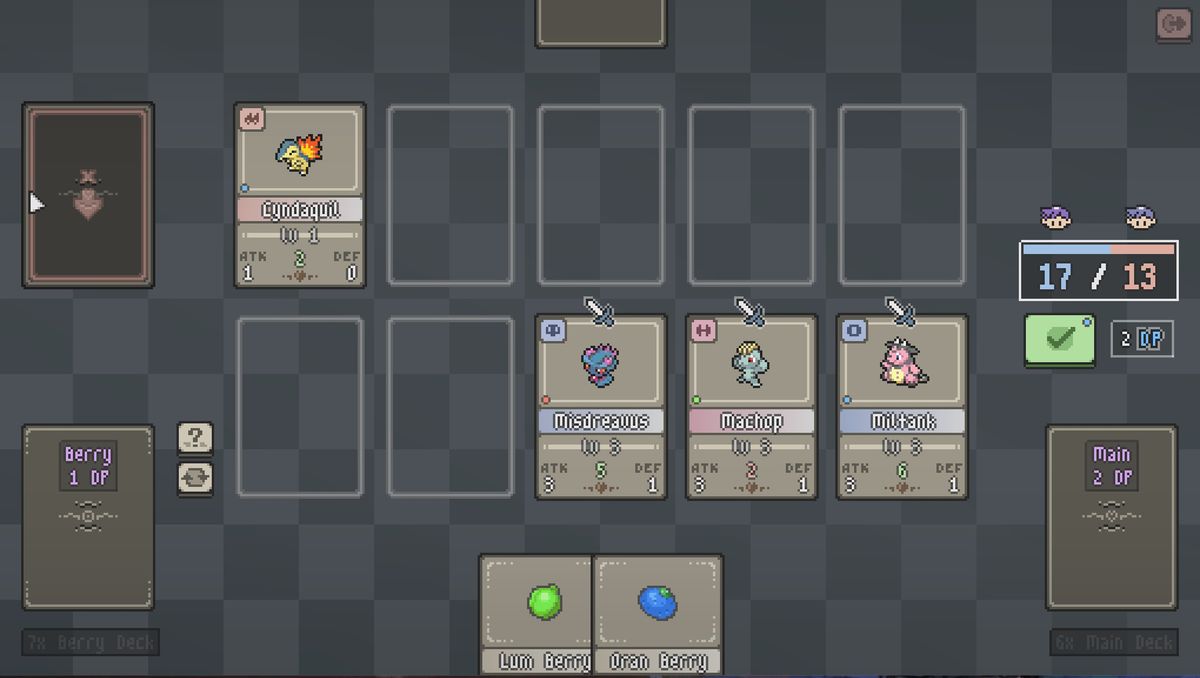pocket crystal cards arranged on board with player advantage