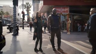 Mantis and Drax walk through Hollywood in The Guardians of the Galaxy Holiday Special