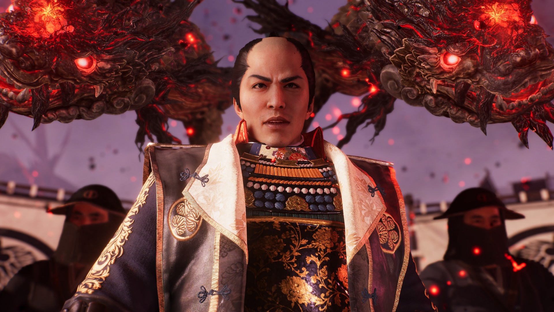 Meeting Tokugawa Yoshinobu in Nioh 3, who is flanked by fiery yokai fish