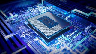 Close up shot of an Intel chip
