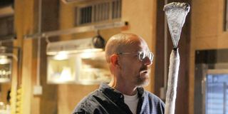 Walter White with one of his fly murdering weapons in "Fly" on Breaking Bad.