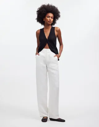 Madewell, Mid-Rise Straight Pants in Linen Blend