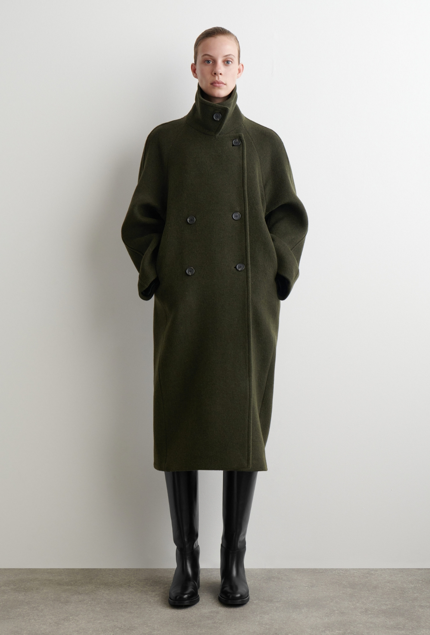 Oversized Double-Breasted Wool Long Coat