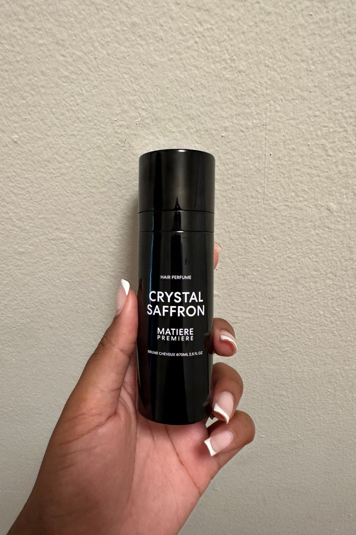 Ariel Baker testing Matiere Premiere Crystal Saffron Hair Perfume