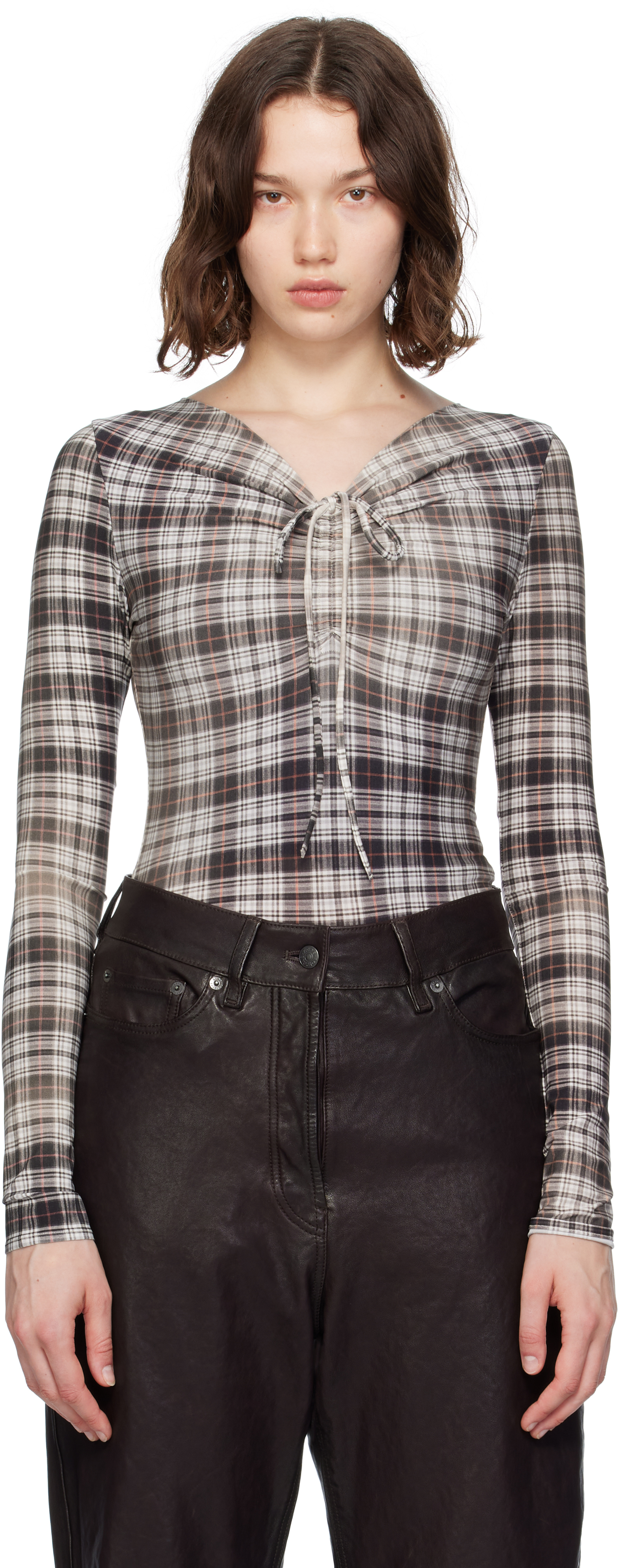 Black &amp;amp; White Faded Check T-Shirt