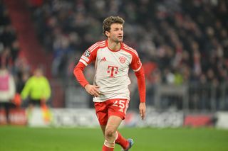 Thomas Müller of FC Bayern München looks on during the UEFA Champions League match between FC Bayern München and F.C. Copenhagen at Allianz Arena on November 29, 2023 in Munich, Germany. (Photo by Sebastian Widmann/Getty Images) Manchester United target