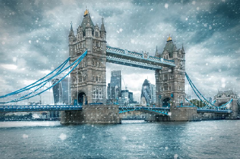 London Bridge during snowfall