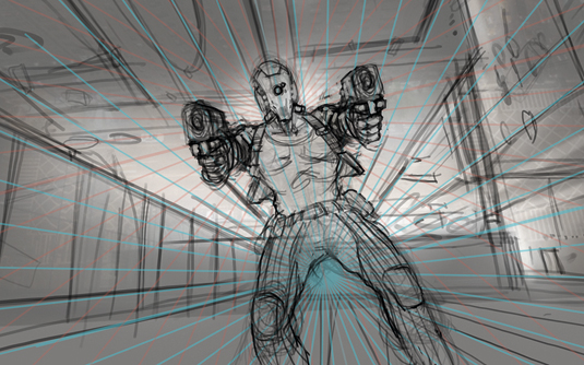 sketch of creature shooting