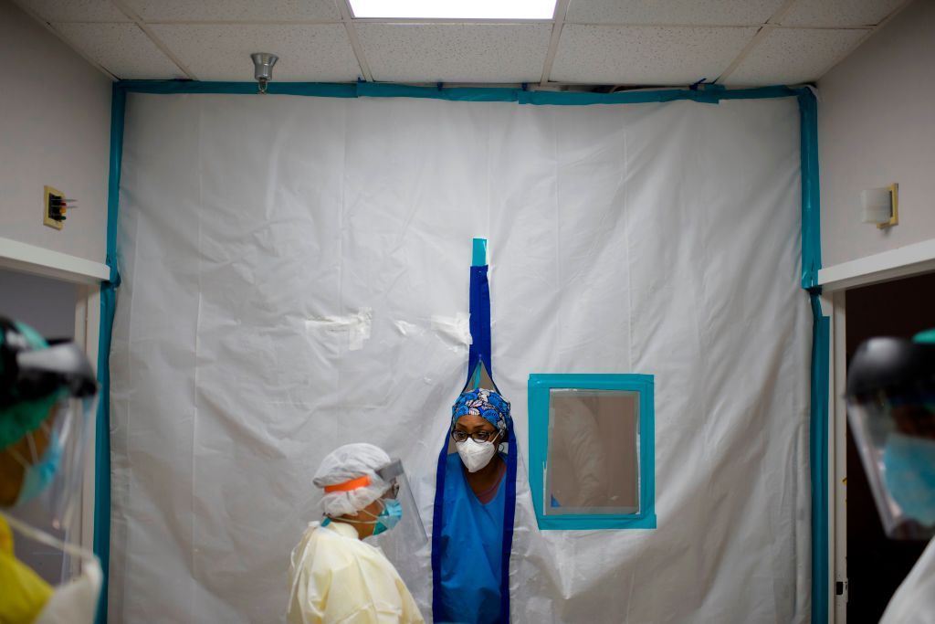 Medical workers in a Texas hospital.