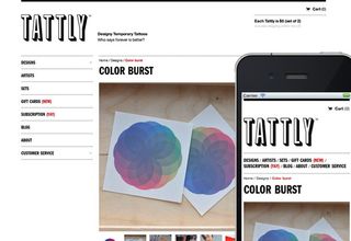 Tattoo store Tattly's layout resizes beautifully on small screens