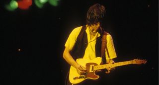 Jeff Beck plays his Tele-Gib onstage, a "butchered" 1959 Fender Telecaster that was modded by Seymour Duncan