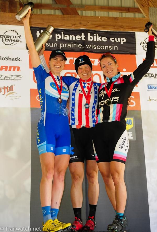 Women&rsquo;s podium (L to R): Georgia Gould (Luna Pro Team), 2nd; Katie Compton (Trek Cyclocross Race Team), 1st; Gabby Day (Rapha-Focus), 3rd