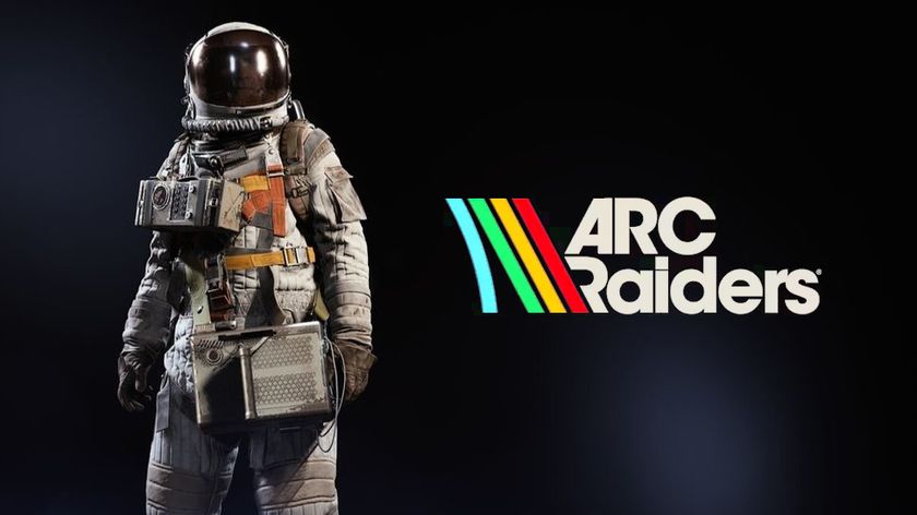 ARC Raiders character standing next to the game logo