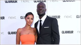 Stormzy and Maya Jama posing together at the Glamour Women of The Year Awards 2017 at Berkeley Square Gardens on June 6, 2017 in London, England.