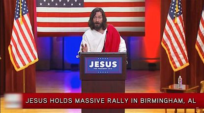 "Jesus" reenacts speeches from actual 2016 presidential candidates