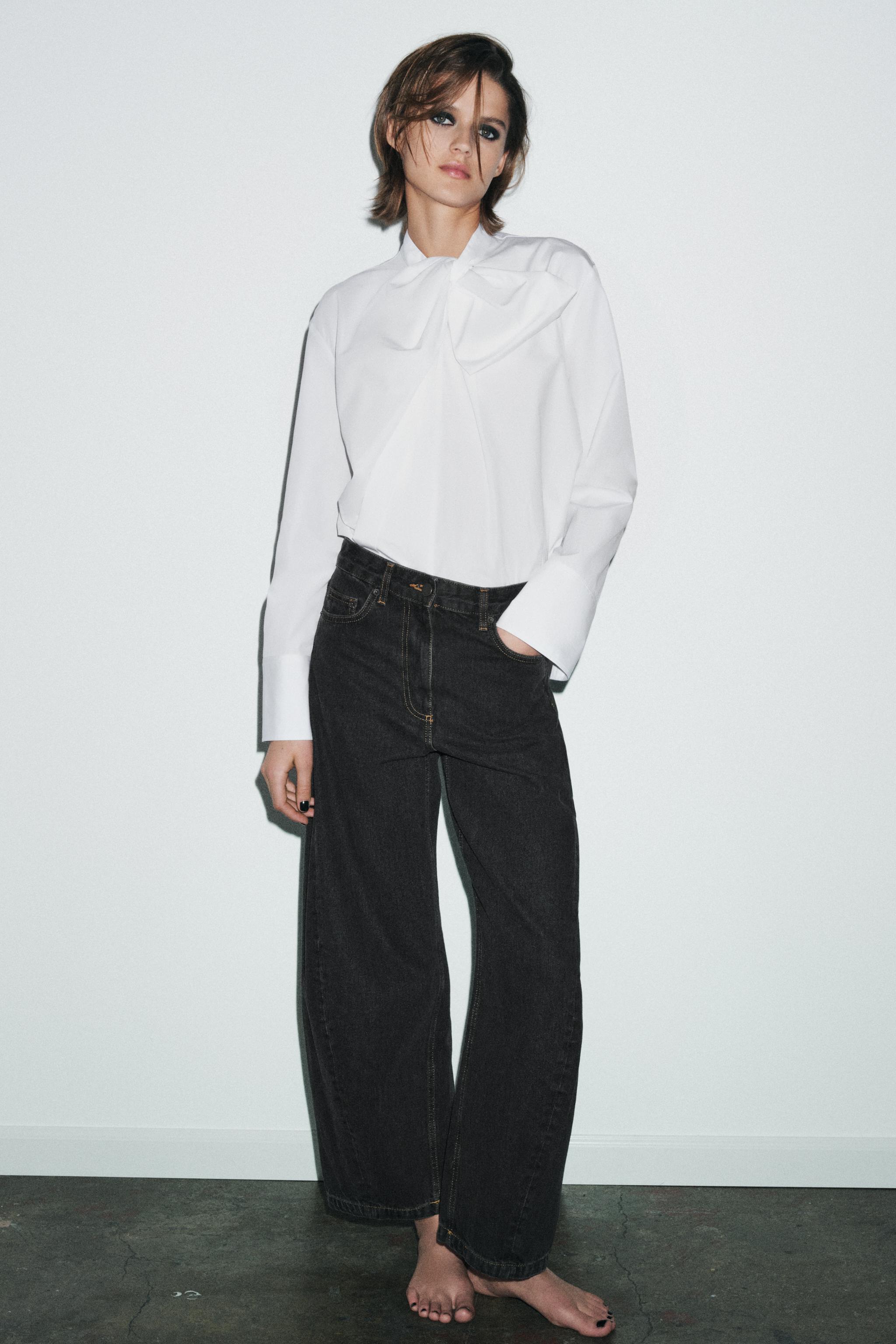 Zw Collection Ankle Balloon Mid-Waist Jeans
